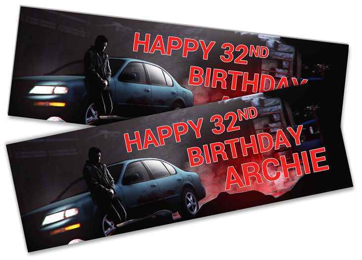 Personalised Birthday Banners Car Design Children Kids Party Decoration 175