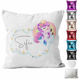 Personalised Cushion Unicorn Sequin Cushion Pillow Printed Birthday Gift 85