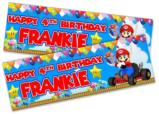 x2 Personalised Birthday Banner Super Mario Children Kids Party Decoration 8