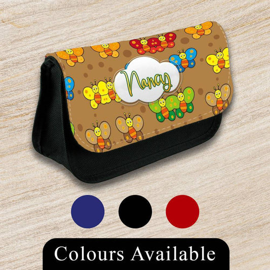 Personalised Pencil Case Butterfly Girls Boys Stationary Kids School Bag 9