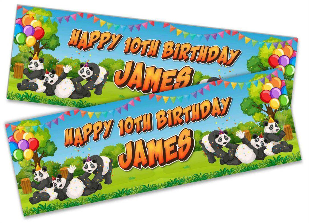 Personalised Birthday Banners Jungle Design Children Kids Party Decoration 81