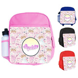 Personalised Kids Backpack Any Name Princess Design Boys Girls kid School Bag 63