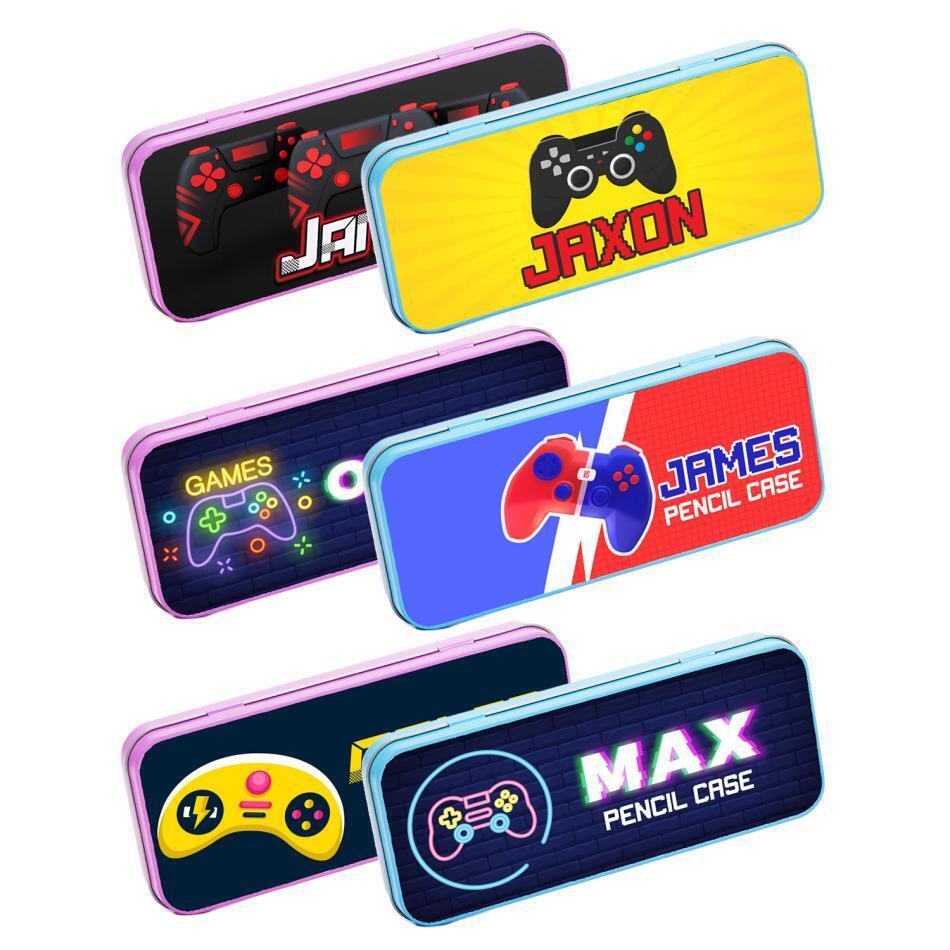 Personalised Any Name Gaming Pencil Case Tin Children School Kids Stationary 6