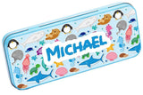 Personalised Any Name Animal Pencil Case Tin Children School Kids Stationary 15