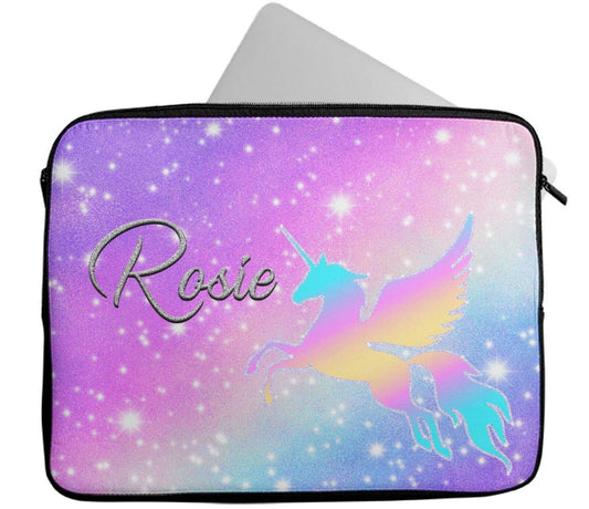 Personalised Any Name Unicorn Design Laptop Case Sleeve Tablet Bag 452