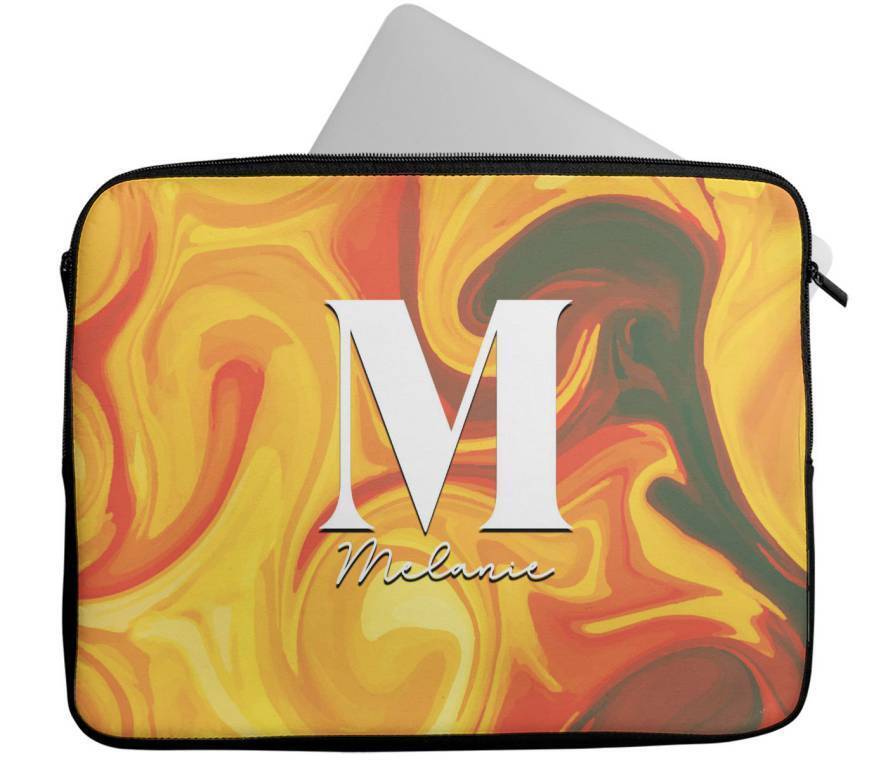 Personalised Any Name Marble Design Laptop Case Sleeve Tablet Bag 105