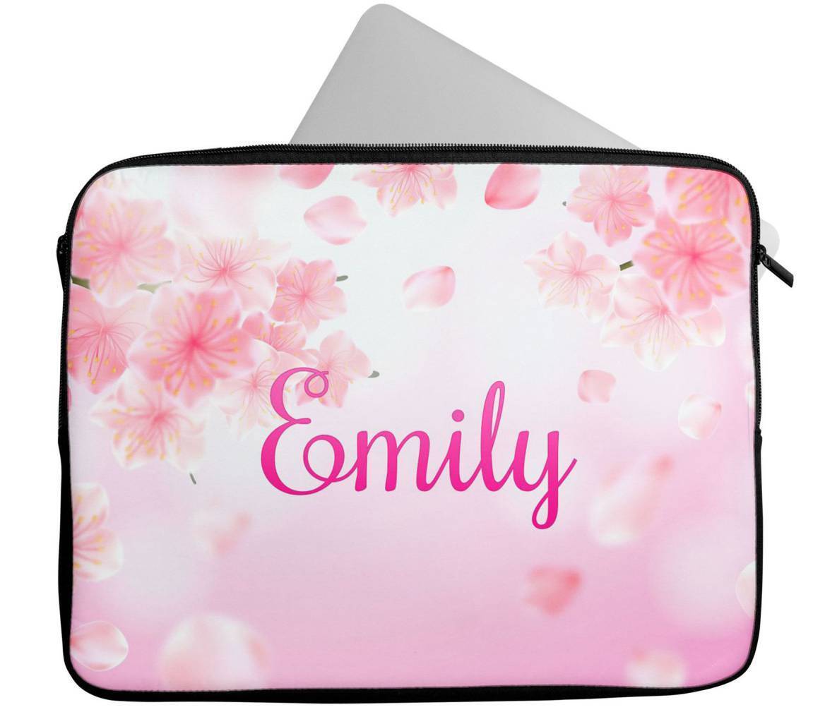 Personalised Any Name Floral Design Laptop Case Sleeve Tablet Bag 55