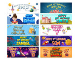 Personalised Birthday Banners Generic Design Children Kids Party Decoration 215