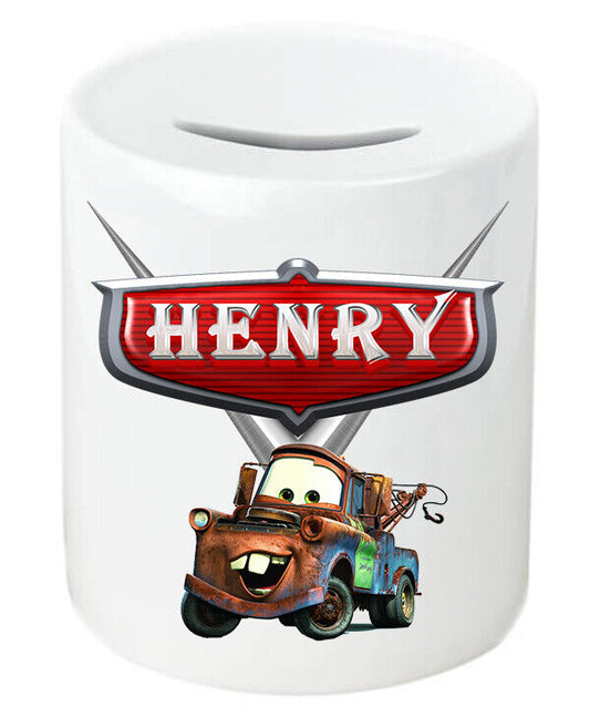 Personalised Any Name Cars Savings Children Funny Money Box Printed Gift 1