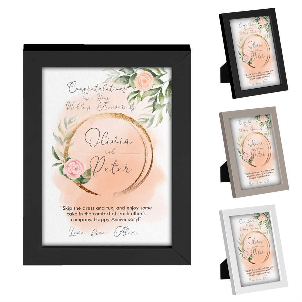 Personalised Anniversary Wooden Frames Any Image Name Wedding Gift Mr and Mrs 1