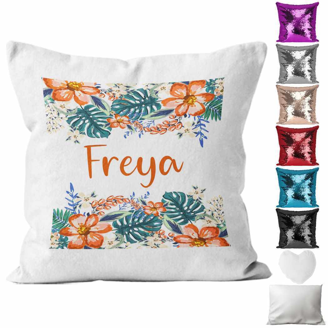 Personalised Cushion Floral Sequin Cushion Pillow Printed Birthday Gift 47