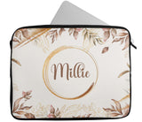 Personalised Any Name Floral Glitter Design Laptop Case Sleeve Tablet Bag 11