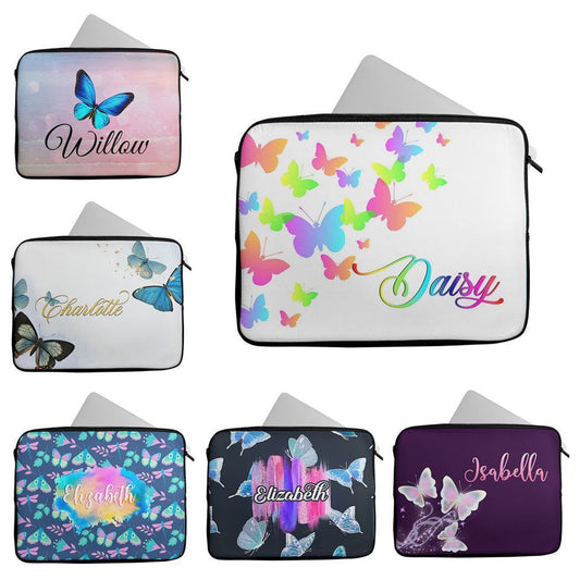 Personalised Any Name Butterfly Design Laptop Case Sleeve Tablet Bag 61