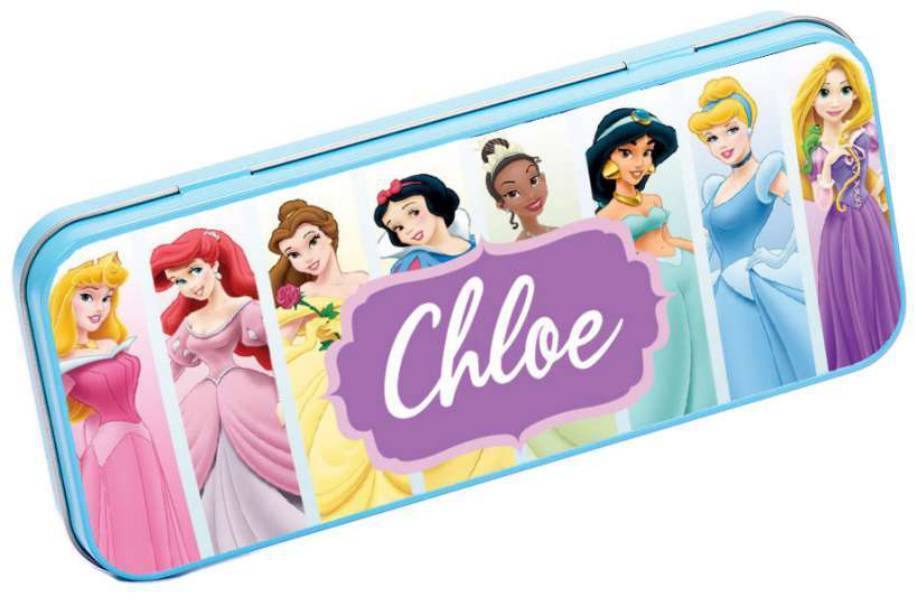 Personalised Any Name Princess Pencil Case Tin Children School Kids Stationary 1