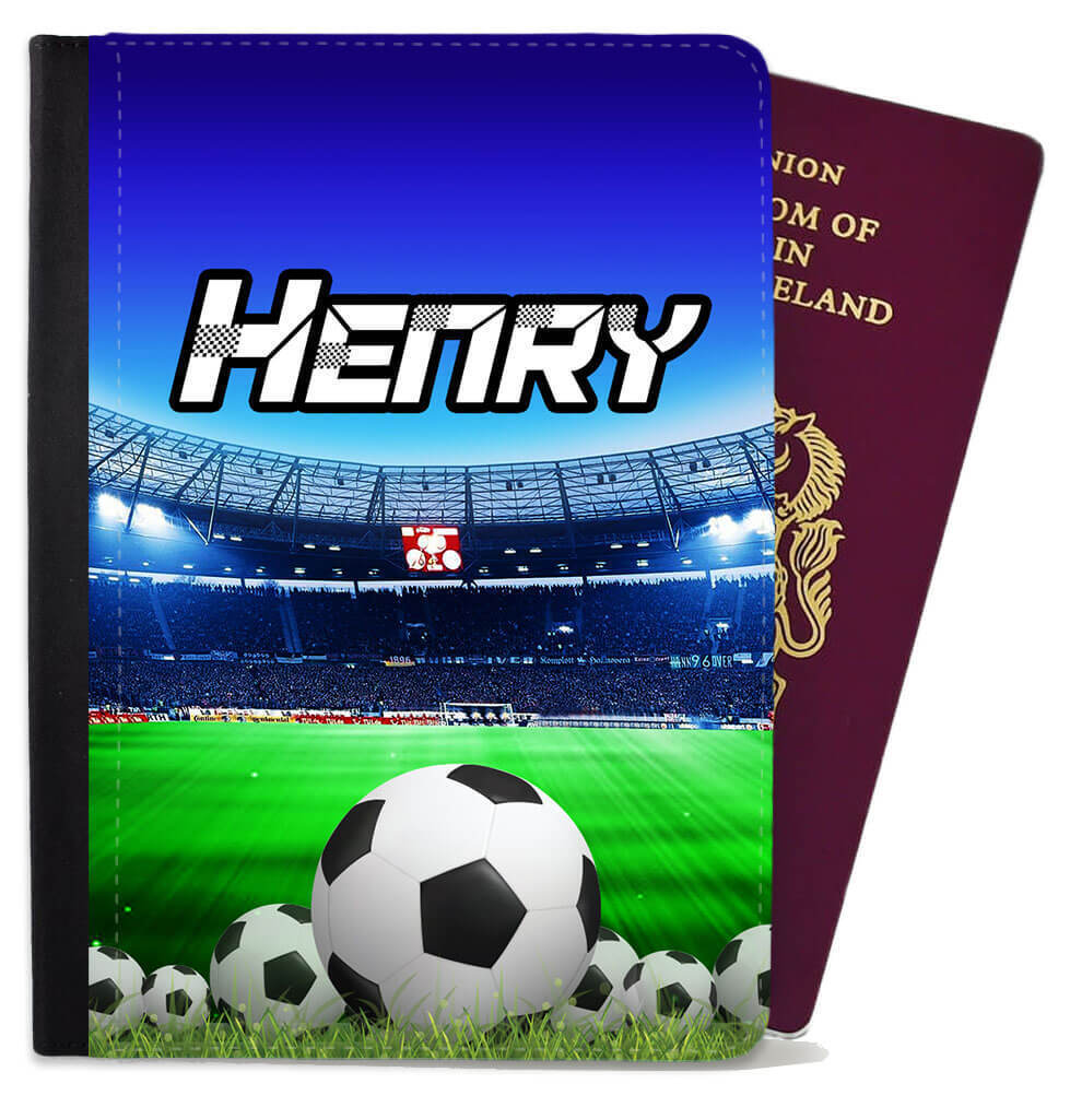 Personalised Football kids Passport Cover Holder Any Name Holiday Accessory 13