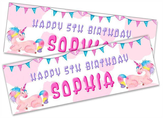 Personalised Birthday Banners Generic Design Children Kids Party Decoration 39
