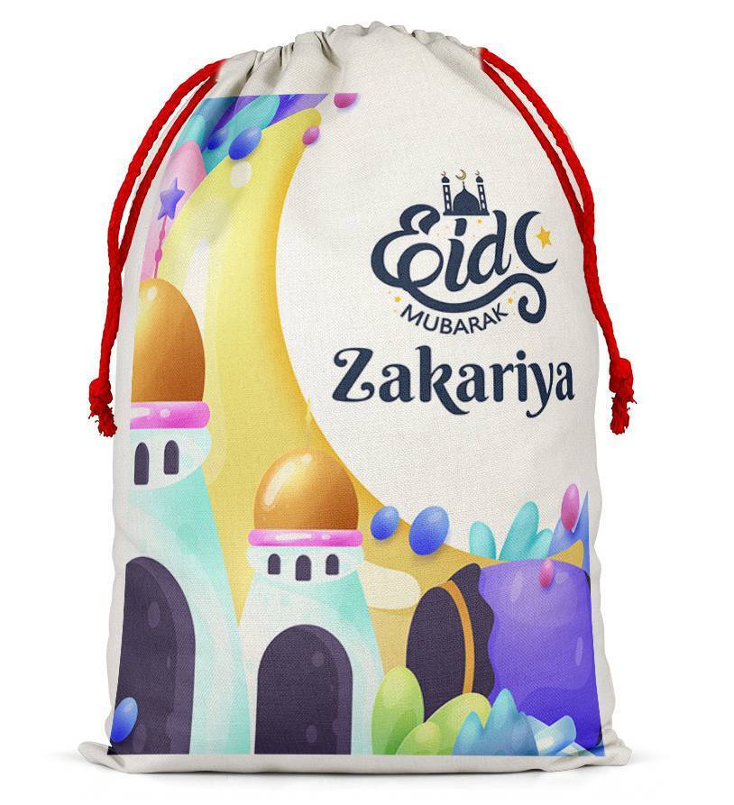 Personalised Eid Sack Bag Boy Girl eid Gift idea Stocking Bag 12