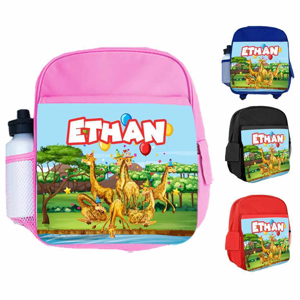 Personalised Kids Backpack Any Name Animal Design Boys Girls kid School Bag 35