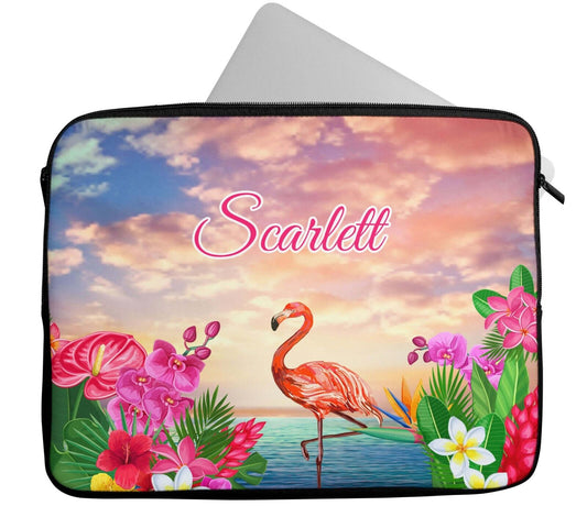 Personalised Any Name Flamingo Design Laptop Case Sleeve Tablet Bag 17