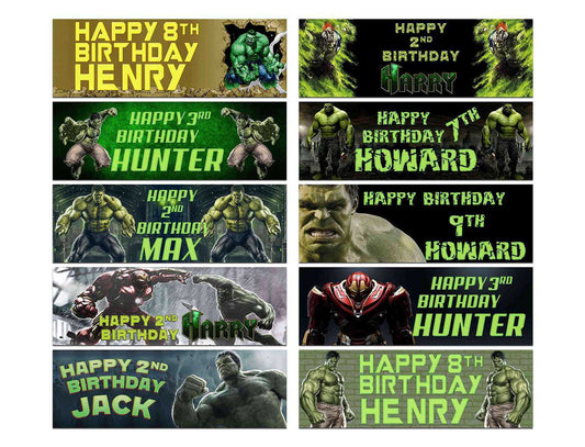 Personalised Birthday Banners Super Hero Design Children Kid Party Decoration 29
