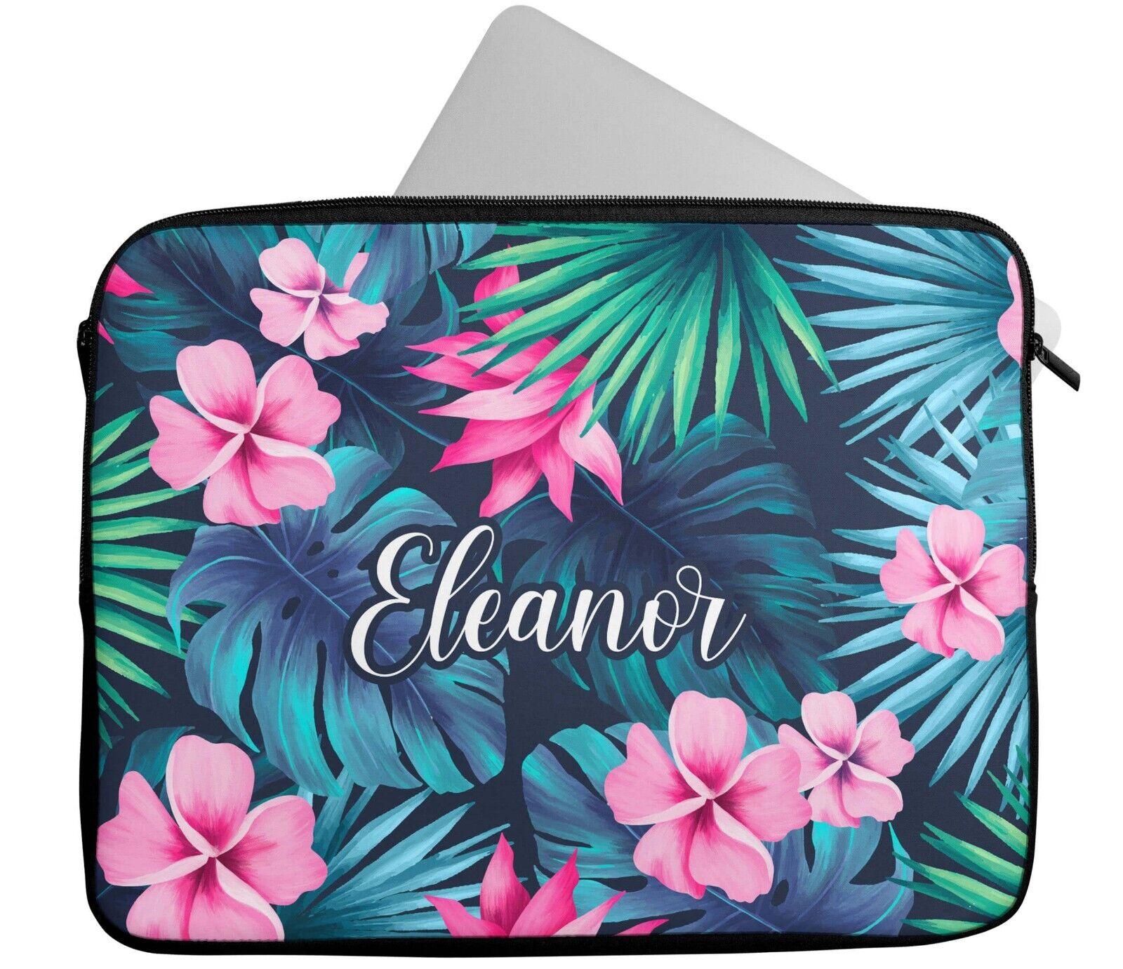 Personalised Any Name Floral Glitter Design Laptop Case Sleeve Tablet Bag 11