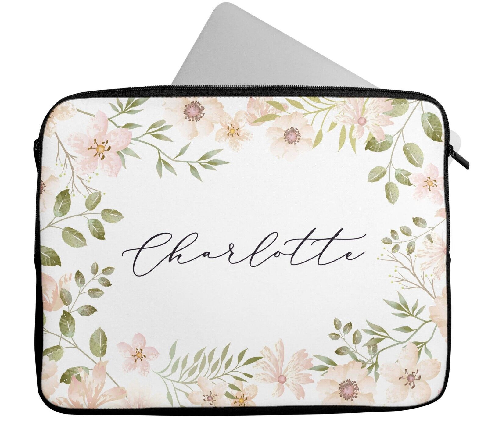 Personalised Any Name Floral Glitter Design Laptop Case Sleeve Tablet Bag 11