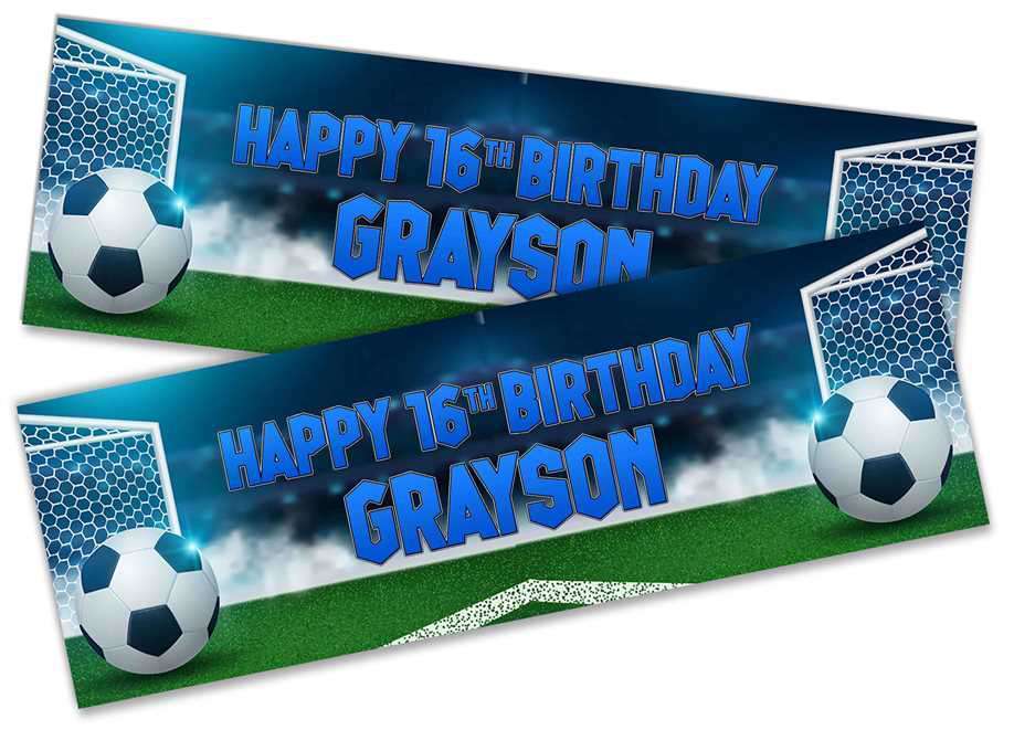 Personalised Birthday Banners Football Design Children Kids Party Decoration 123