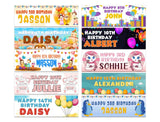Personalised Birthday Banners Generic Design Children Kids Party Decoration 43