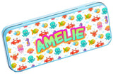 Personalised Any Name Animal Pencil Case Tin Children School Kids Stationary 19