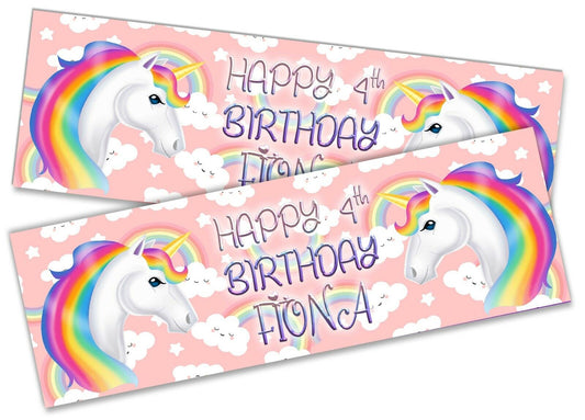 x2 Personalised Birthday Banner Unicorn kid Adult Party Decoration Poster 171