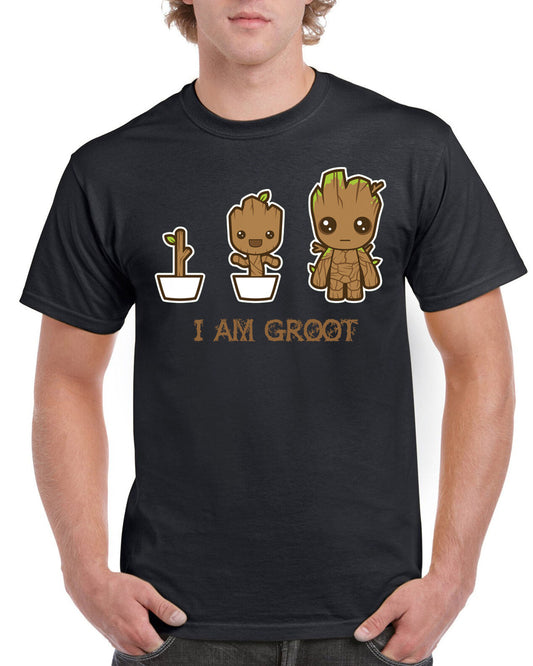 New Unisex Guardians of Galaxy Groot Short Sleeve Novelty T-Shirt Black