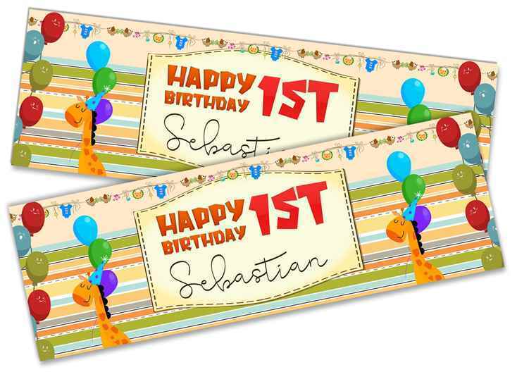 Personalised Birthday Banners Generic Design Children Kids Party Decoration 245