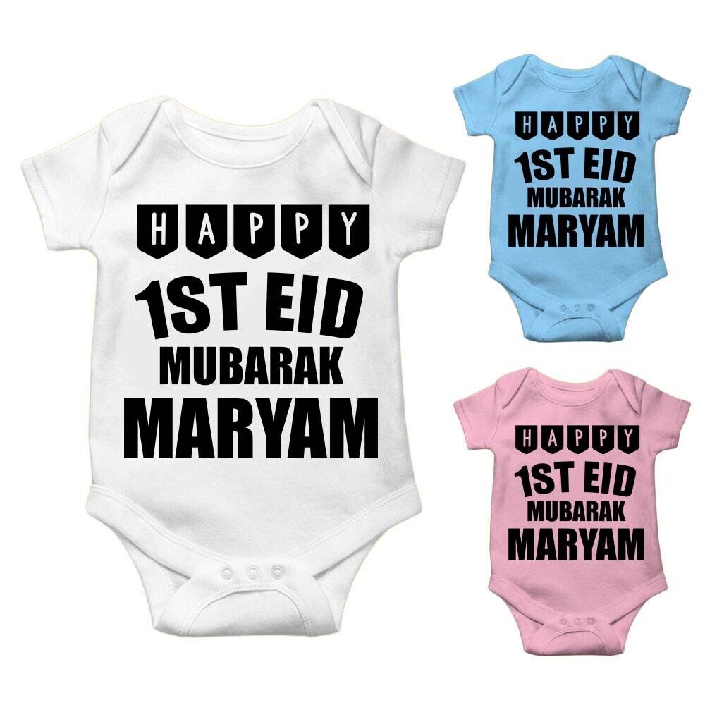 Personalised Eid Baby Vest Baby grow Little baby body suit 15