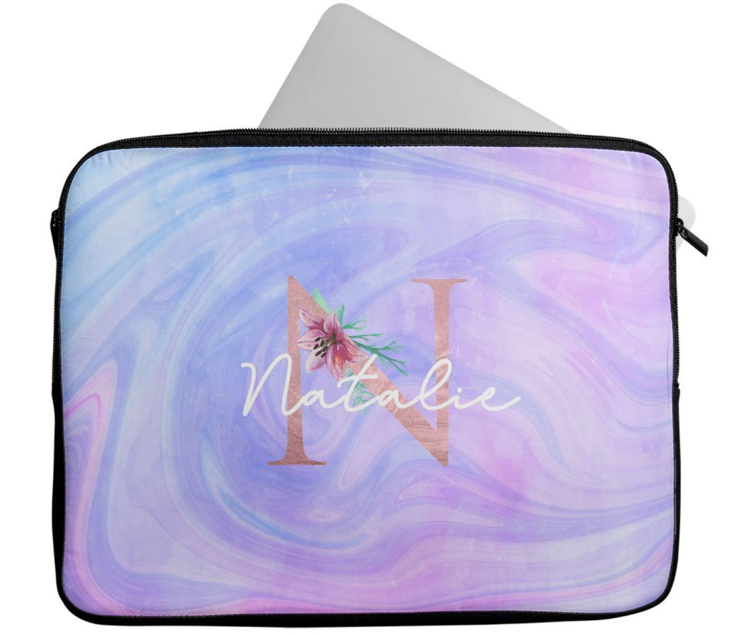 Personalised Any Name Marble Design Laptop Case Sleeve Tablet Bag 111