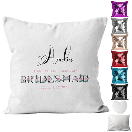 Personalised Cushion Bridal Shower Sequin Cushion Pillow Printed Birthday Gift 6