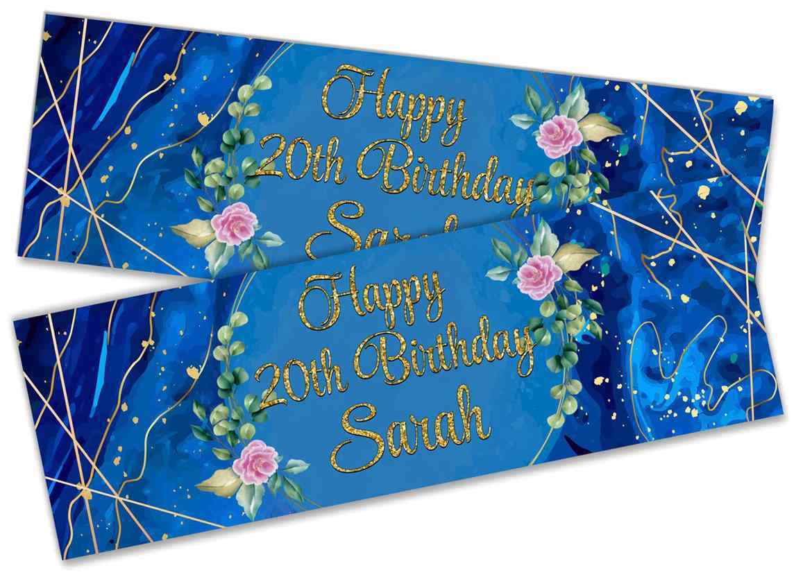 Personalised Birthday Banners Floral Design Kids adult Party Decoration 86