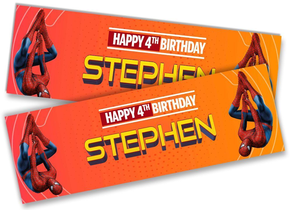 Personalised Birthday Banners Super Hero Design Children Kid Party Decoration 66