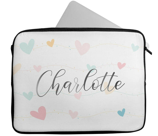 Personalised Any Name Heart Design Laptop Case Sleeve Tablet Bag Chromebook 6