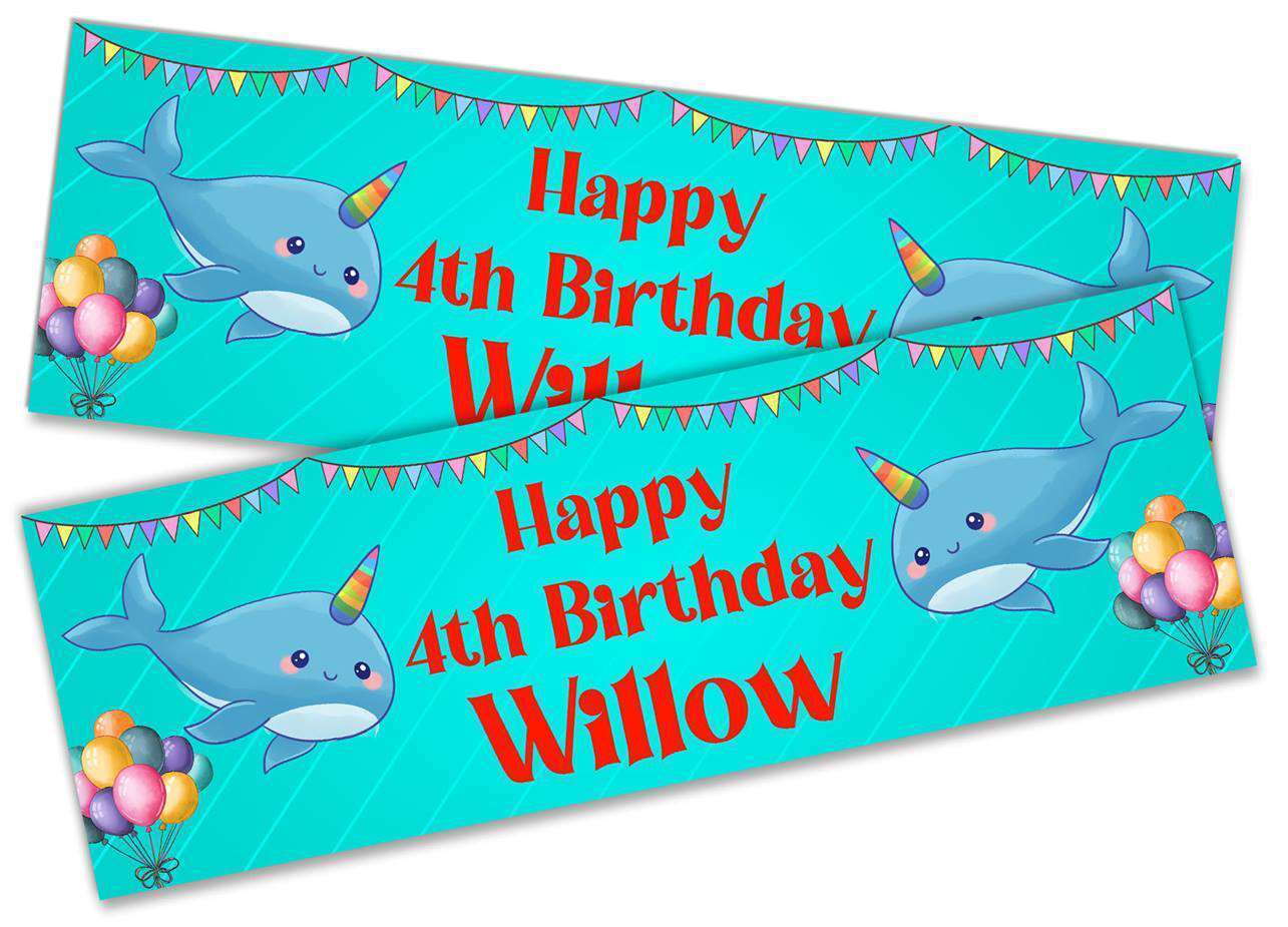 Personalised Birthday Banners Fish Design Children Kids Party Decoration 111