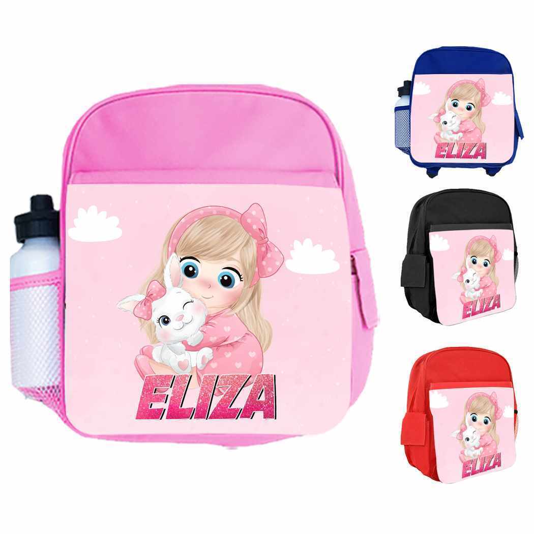 Personalised Kids Backpack Any Name Princess Design Boys Girls kid School Bag 34