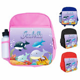 Personalised Kids Backpack Any Name Fish Design Boys Girls kids School Bag 10