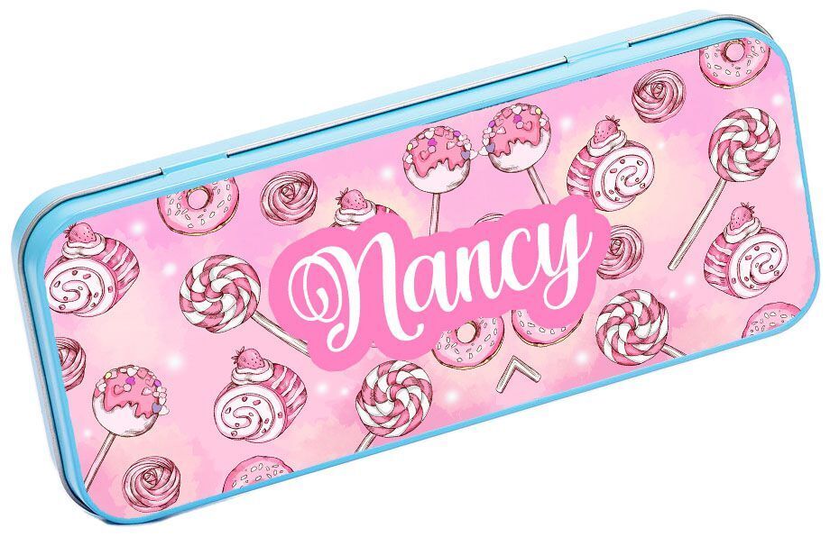 Personalised Any Name Generic Pencil Case Tin Children School Kids Stationary 14