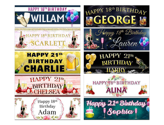 Personalised Birthday Banners Party Design Adult Party Decoration 30