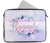 Personalised Any Name Floral Design Laptop Case Sleeve Tablet Bag 65