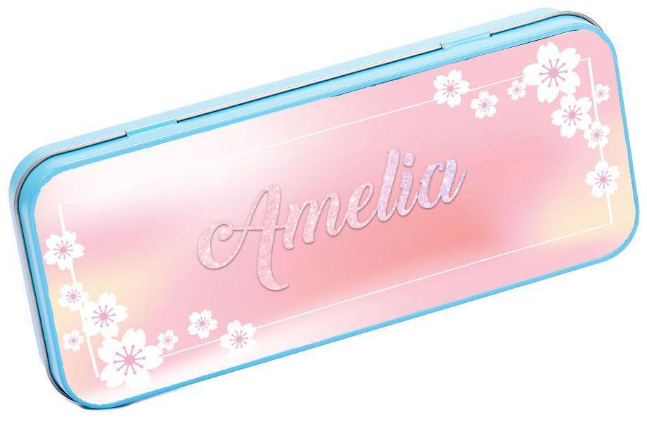 Personalised Any Name Floral Pencil Case Tin Children School Kids Stationary 33