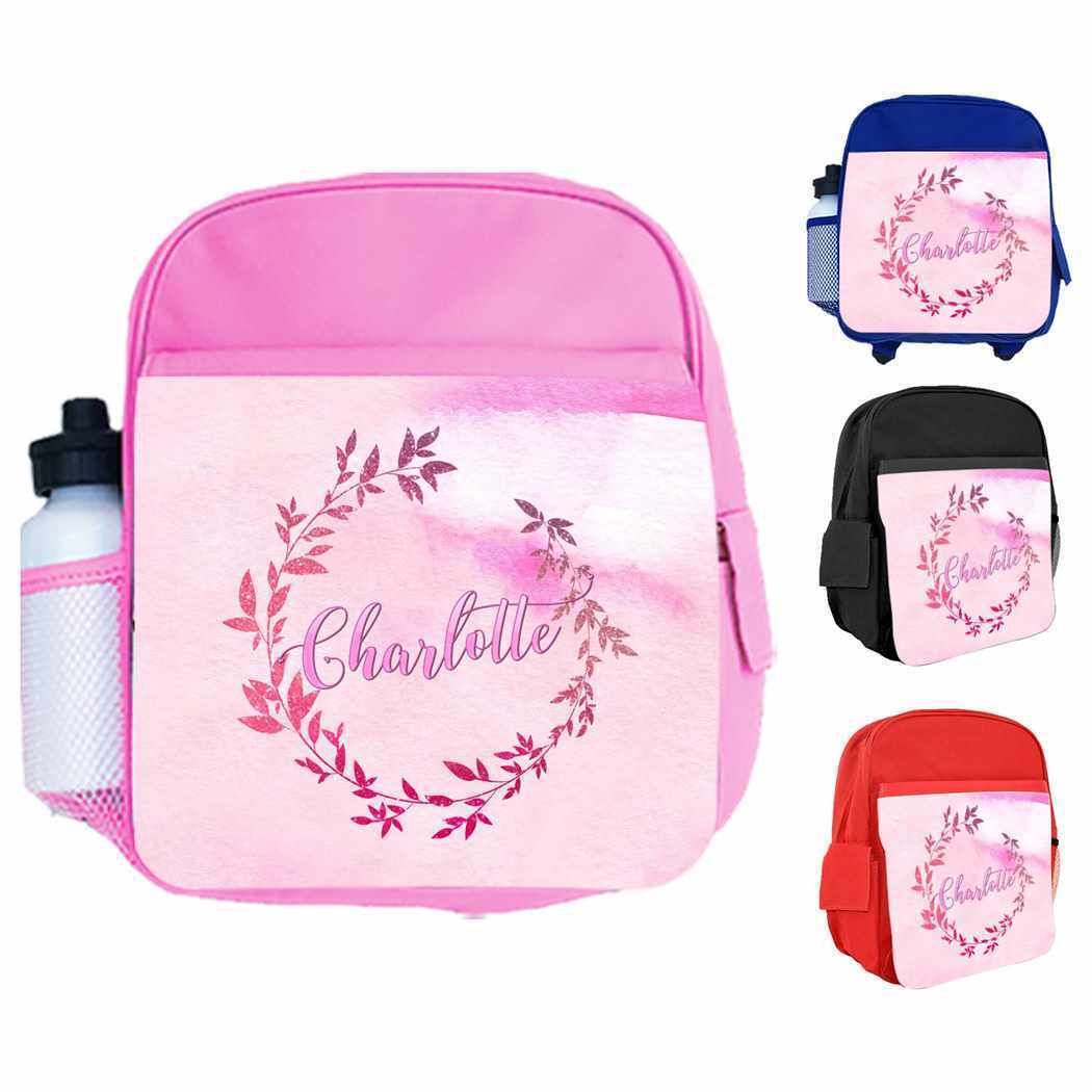 Personalised Kids Backpack Any Name Floral Design Boys Girls kid School Bag 17