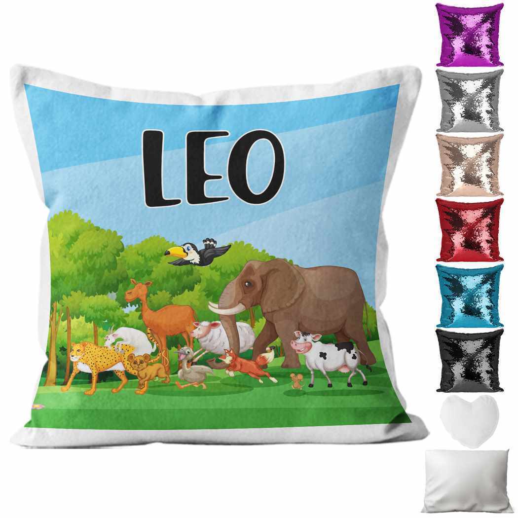 Personalised Cushion Animal Sequin Cushion Pillow Printed Birthday Gift 76