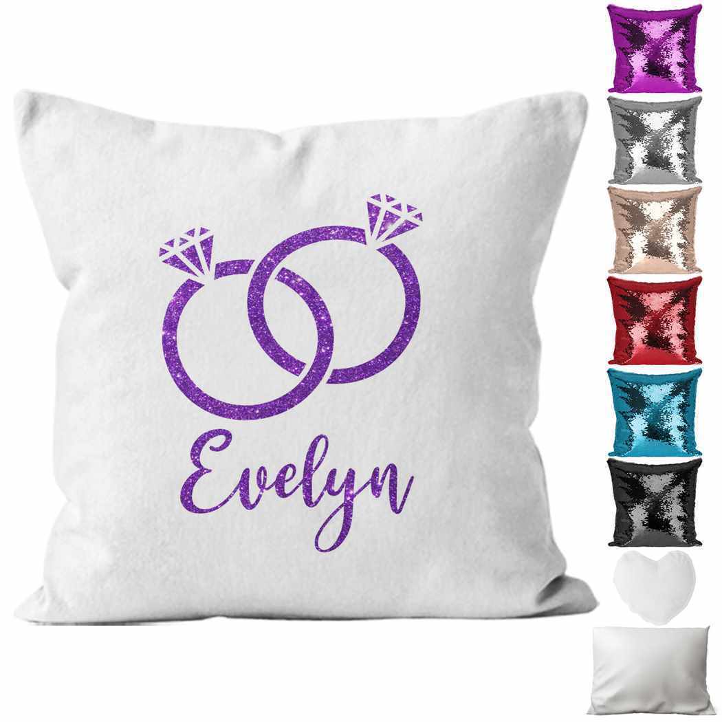 Personalised Cushion Heart Sequin Cushion Pillow Printed Birthday Gift 54