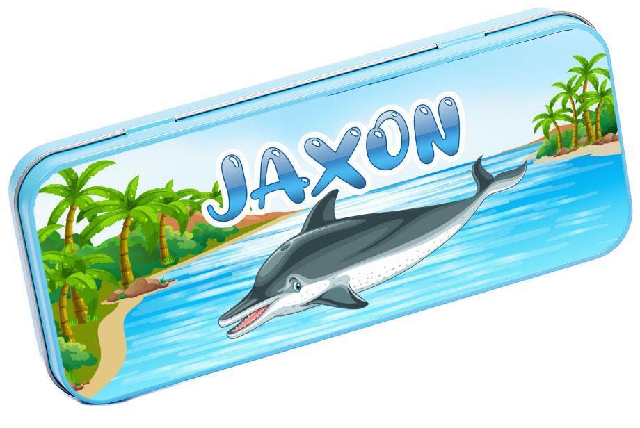 Personalised Any Name Animal Pencil Case Tin Children School Kids Stationary 5