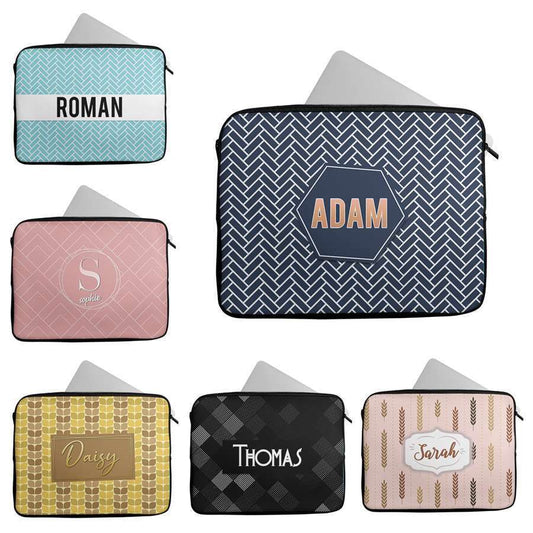 Personalised Any Name Patterned Design Laptop Case Sleeve Tablet Bag 25